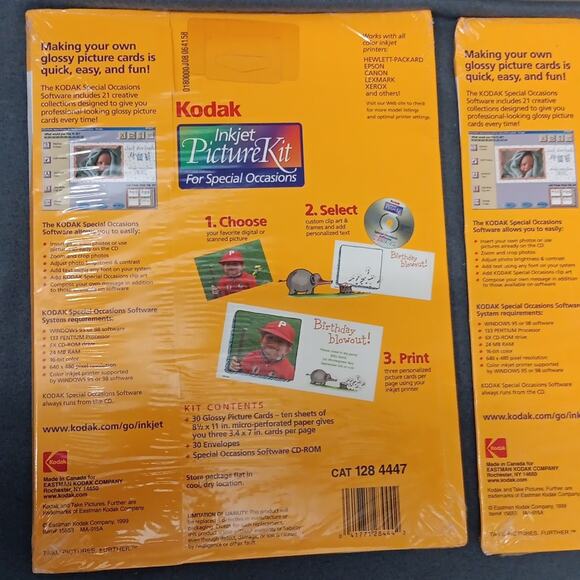 2 New In Package Kodak Inkjet Picture‎ Kit For Special Occasions 60 Glossy Cards - Picture 7 of 14